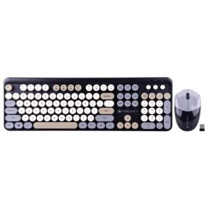 ZEBRONICS Newly launched Companion 301 2.4GHz Wireless Keyboard & Mouse Combo with UV Printed, Retro Style Keys, 104 + 12 Integrated Multimedia Keys, 1600 DPI, High Precision (Black + Grey)