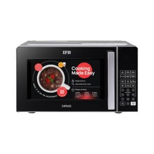 IFB 24L Solo Microwave Oven with 69 Auto Cook Menus (24PM2S, Silver, Mug Recipes, Steam Clean, Auto Reheat, Preset Timer, Power Save, Child Safety Lock, 10 Power Levels)