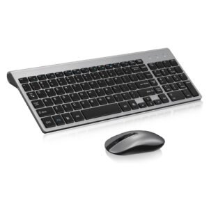 cimetech Wireless Keyboard and Mouse Combo, Ultra Slim and Noiseless EasyTyping Laptop Keyboard with High-end Technology for Office and Home, Type with Ease and Double Efficiency (Grey)