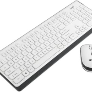 Acer Wireless Keyboard & Mouse Combo with Attractive Durable Design, 2.4GHz Nano Receiver, 10m Range, Indian Rupee Key Code, 1600 DPI, 10M Keystrokes Life for Microsoft Windows and Mac OS(White/Grey)