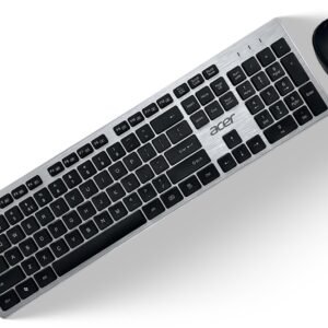 Acer Fusion Wireless Keyboard and Mouse Combo, Durable Stylish Design, 2.4GHz Nano Receiver, 10m Range, Indian Rupee Key, Adjustable DPI (800/1200/1600), Compatible with Windows & Mac (Black & Silver)