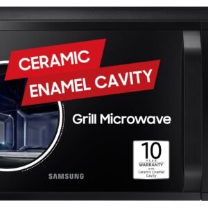 Samsung 23 L Grill Microwave Oven (MG23A3515AK/TL, Black, Various Auto Cook Programs, Keep Warm, Quick Defrost, LED Display, Ceramic Enamel Cavity, Wire Rack with 10 year warranty)