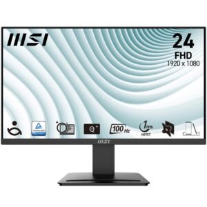 MSI PRO MP2412, 23.8-inch, Wide View Panel, FHD 1920x1080, 100Hz, Black, Eye-Friendly Screen, VESA Mountable, Display Kit Support, Tilt Adjustable, HDMI 1.4b, DP 1.2a Monitor