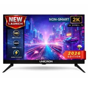 UNICRON 24 Inch HD Ready LED TV | Non-Smart TV | Crystal Clear Display | HDMI & USB Ports | Slim Design | Energy Efficient | Ideal for Home & Office Premium Black